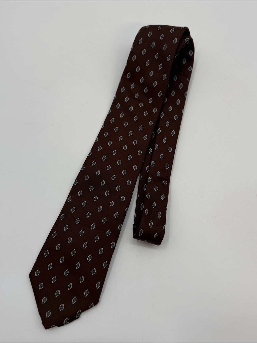 Dior Men's Dark Brown Silk Tie with Subtle Diamond Motif